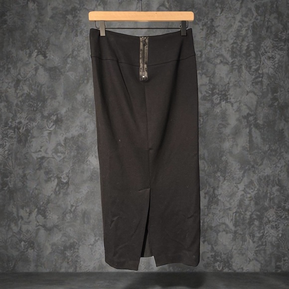 Anthropologie Burning Torch Black Leather Panel Skirt Made in USA Size XS - Picture 3 of 6